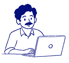 Bala at his laptop